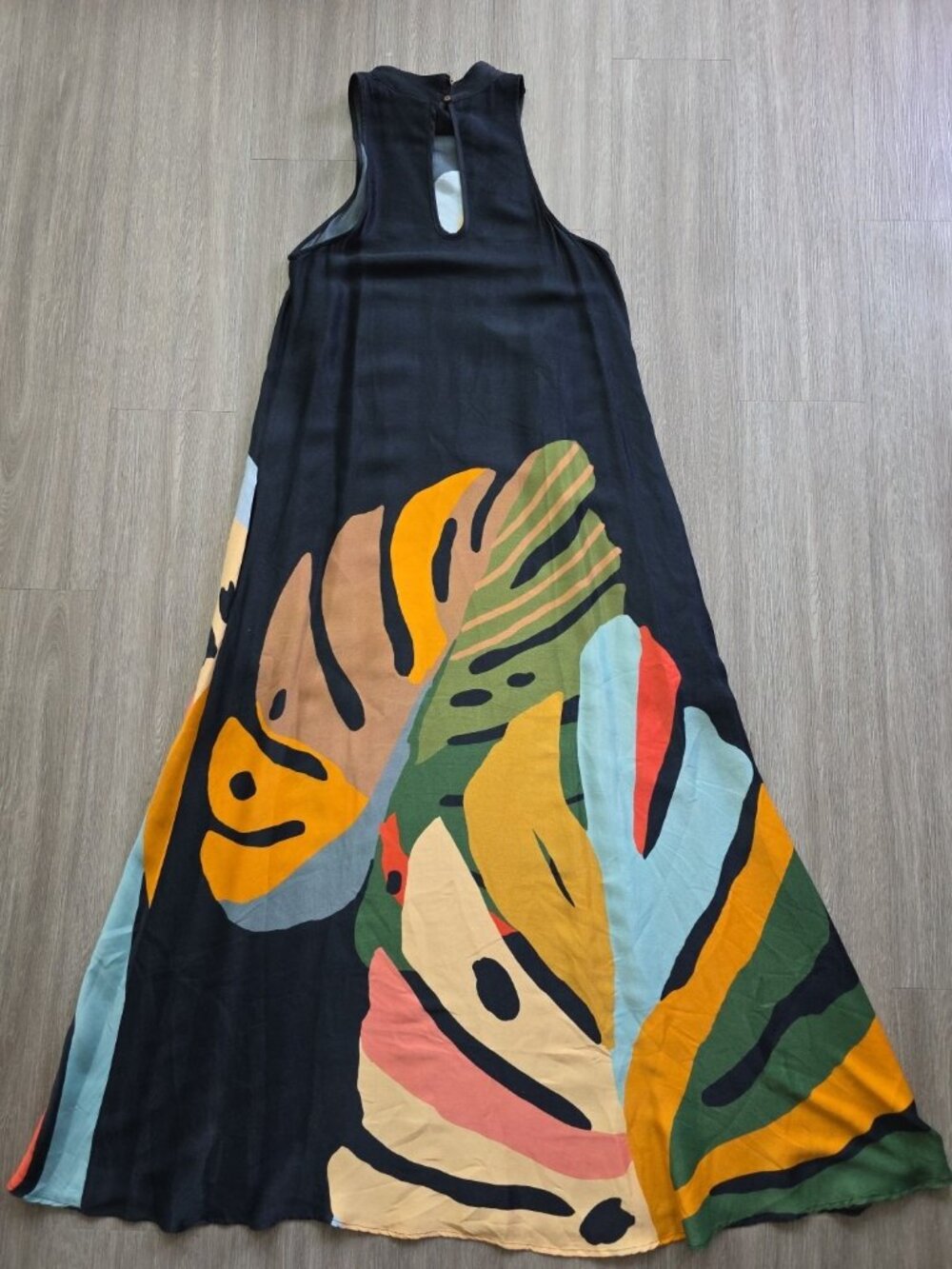 Farm Rio Anthropologie Dress XS Tropical Abstract Sleeveless Midi Boho - Picture 13 of 16